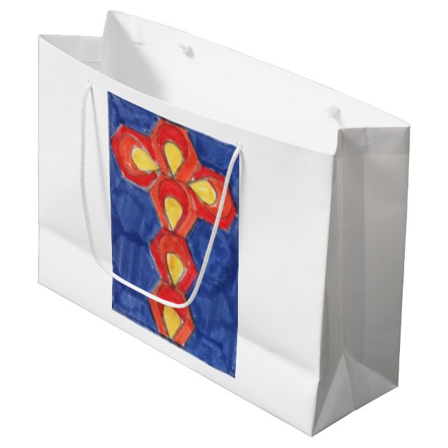 Cross Motif Grand sac cadeau brillant (Devant Angle)