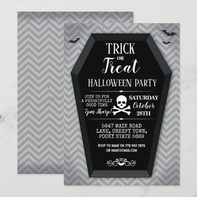 Crossbone du crâne du Invitation de la fête d'Hall (Devant / Derrière)