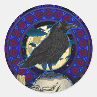 Crow and Skull Design gothique autocollant rond