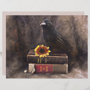 Crow Gothique Vintage vieux livres Floral Tourneso