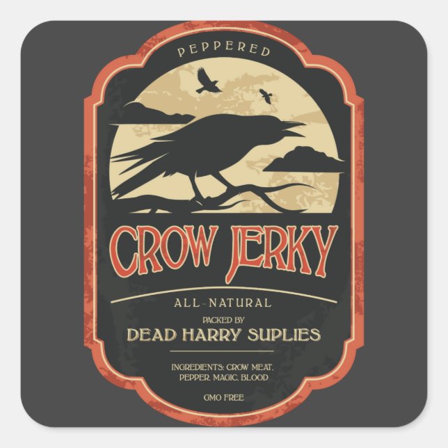 Crow Jerky Vintage Halloween Étiquette (Devant)