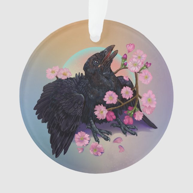 Crow naissant avec fleurs de pomme (devant)