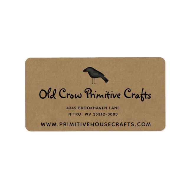 Crow primitif sur Kraft Rustic Shipping Étiquette (Devant)