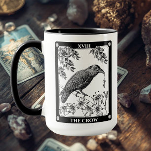 Crow Tarot Card Mug - Witchy & Mystical Coffee Cup
