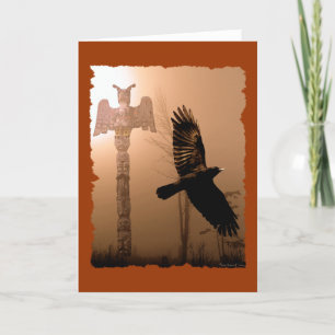 CROW & TOTEM POLE Carte à thème amérindien