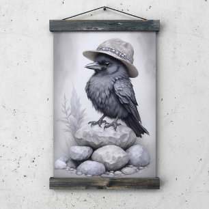 Crows Rock ! Poster de corbeau avec chapeau sur pi