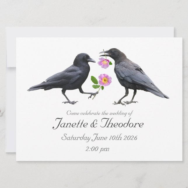 Crows Roses Wedding Invitation (Devant)