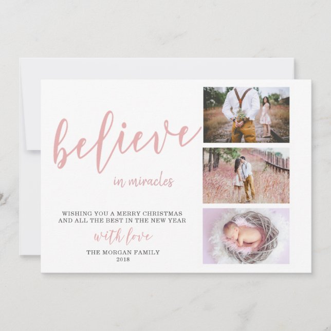 Croyez aux miracles ⎢ Carte de vacances photo rose (Devant)