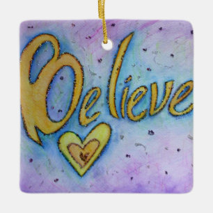 Croyez coeur Word Art Vacances Cadeaux Ornements