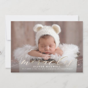 Croyez en la Faire-part de naissance Miracles Faux
