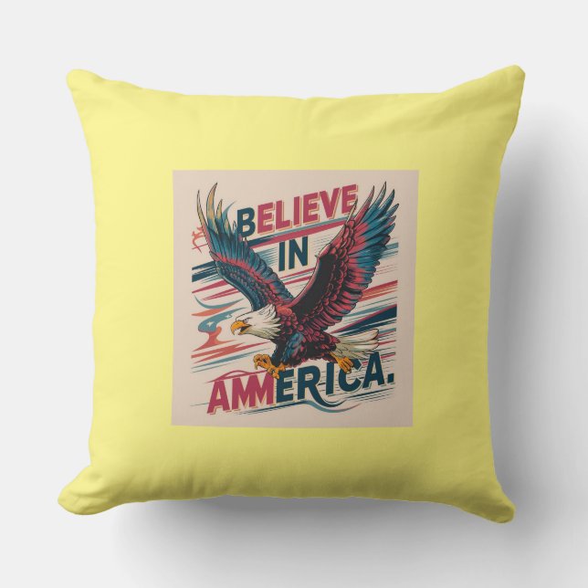 Croyez en l'Amérique Coussin patriotique" (Recto)