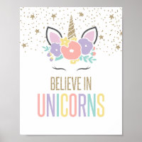 Croyez en Unicorns Rainbow Unicorn Poster