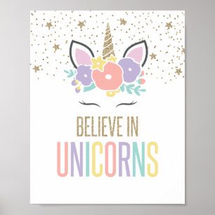 Croyez en Unicorns Rainbow Unicorn Poster