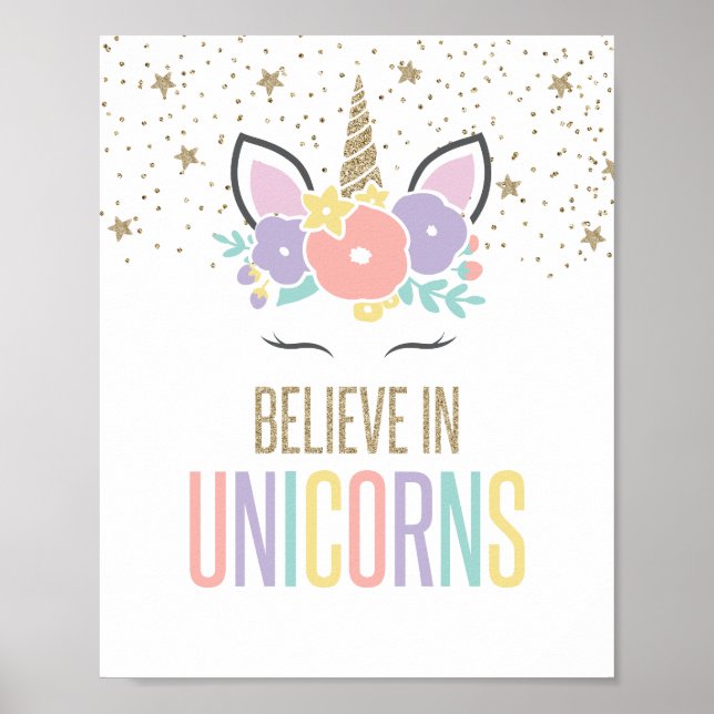 Croyez en Unicorns Rainbow Unicorn Poster (Devant)
