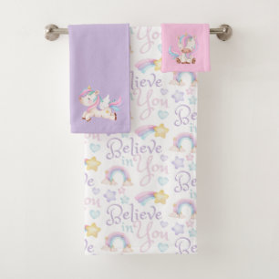 Croyez En Vous Ensemble De Serviettes Unicorn