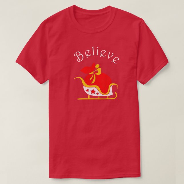 Croyez Funny Famille Tshirt de Noël Garçon Fille H (Design devant)
