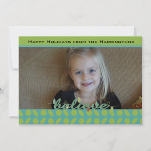 Croyez Lime et Blue Custom Holiday Carte photo