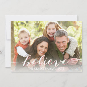 Croyez Simplement Carte photo De Vacances Rouge