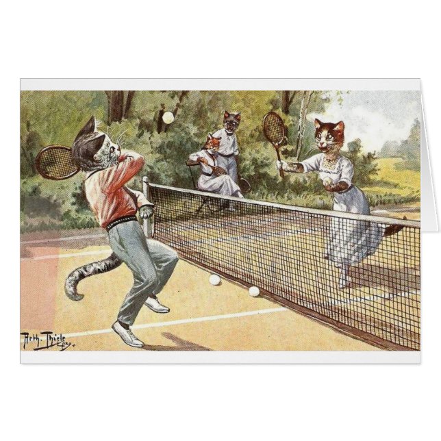 Cru - chats jouant au tennis, (Devant horizontal)
