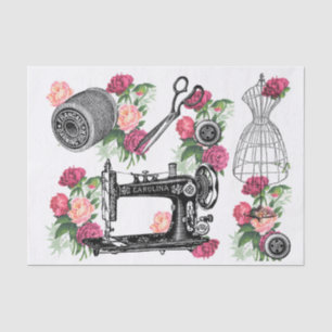Cru cousant le papier de soie de soie rose de