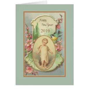 Cru de Jésus d'enfant de bonne année floral