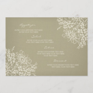 Cru de menu de mariage floral