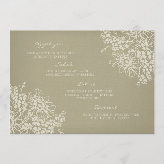 Cru de menu de mariage floral (Devant)