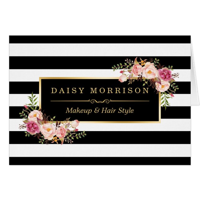 Cru d'or de salon de beauté de maquilleur floral (Devant Horizontal)