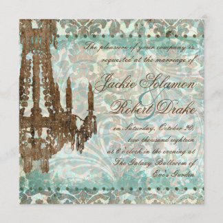 Cru élégant Teal de lustre de faire-part de