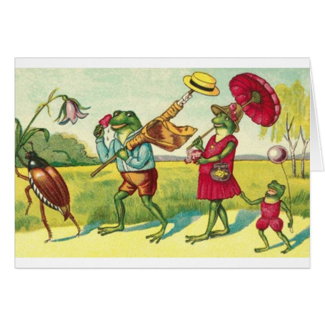 Cru - sortie d'été de famille de grenouille, (Devant horizontal)