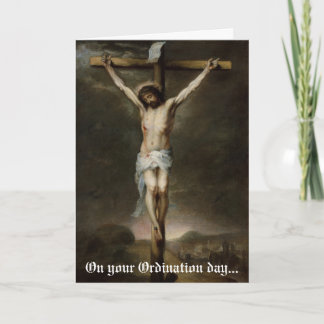 Crucifixion de la carte d'ordination de Jésus