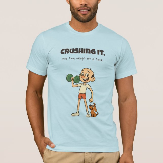 Crushing It - Drôle Gym Cartoon T-Shirt (Devant)