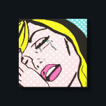 Cry Me a River Pop Art toile étirée<br><div class="desc">Ce Cry Me a River Pop Art Stretched Canvas comporte un livre de bande dessinée inspiré du dessin d'une jeune femme affligée émotionnellement avec des cheveux blonds, des lèvres roses et des larmes d'aqua. La femme est sur un aqua et un arrière - plan de pois blanc. La vie n'est...</div>