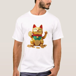 Crypto Maneki Neko T-Shirt Chat Chanceux Bitcoin