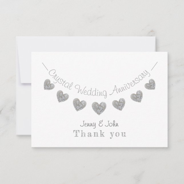 Crystal 15e anniversaire mariage carte de remercie (Devant)