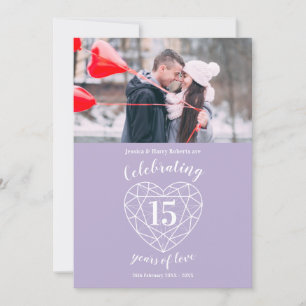 Crystal coeur anniversaire 15 ans photo invitation