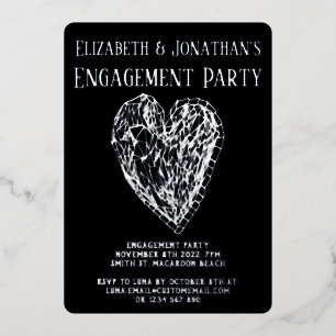 Crystal Heart Luxe Engagement Party Invitation