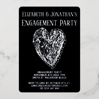 Crystal Heart Luxe Engagement Party Invitation