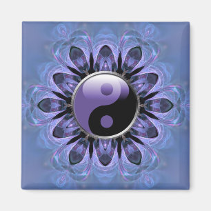 Crystal Hearts Purple Yin Yang Magnet