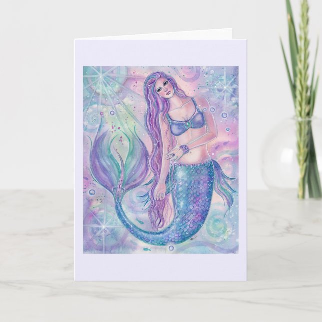 Crystal mermaid carte de voeux art par Renee Lavoi (Devant)