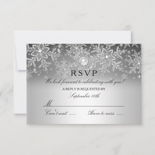 Crystal Pearl Flocon de Neige Argent Hiver RSVP (Devant)