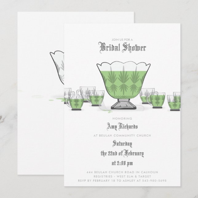 Crystal Punch Bowl Invitation de douche nuptiale (Devant / Derrière)