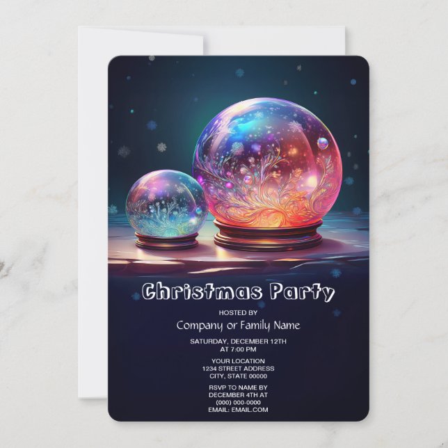 Crystal Snowballs Holiday Party Invitation (Devant)