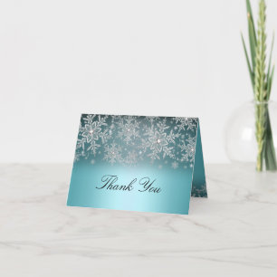 Crystal Snowflake Blue Winter Carte de remerciemen