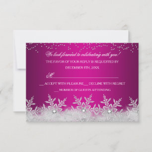 Crystal Snowflake Hot Pink Noël Party RSVP