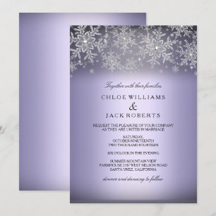 Crystal Snowflake Purple Winter Wedding Invitation