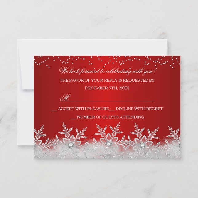 Crystal Snowflake Red Christmas Party RSVP (Devant)