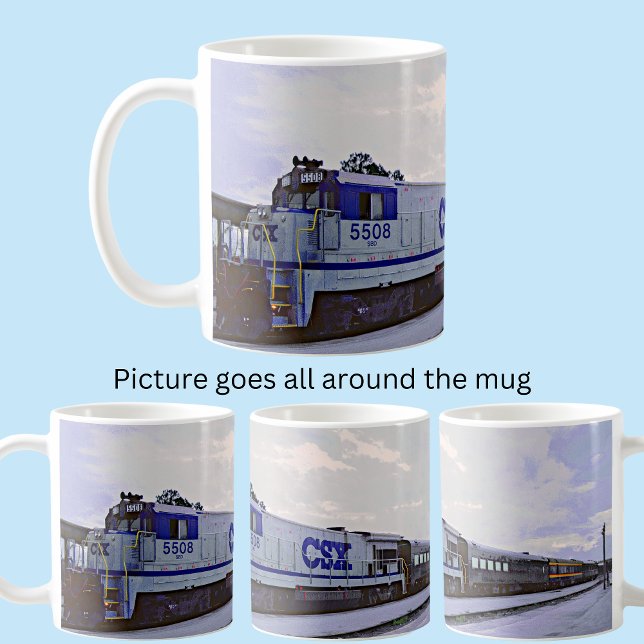 CSX Gray Blue Diesel Locomotive Train Coffee Mug (Créateur téléchargé)