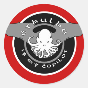 Cthulhu est mon autocollant de co-pilote (rouge)
