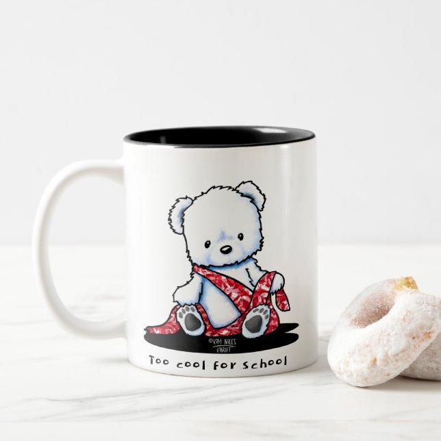 Cub d'ours polaire KiniArt Mug de café à deux tons (Avec donut)